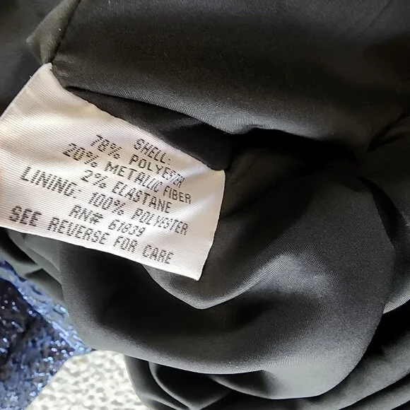 Teri Jon by Rickie Freeman Off-the-Shoulder Metallic Jacquard Dress Women's 2 - Picture 11 of 14